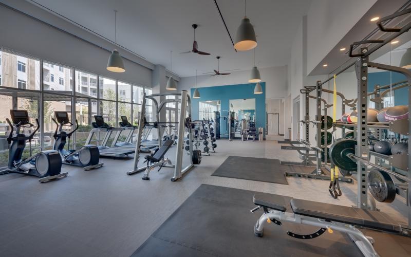 a gym with exercise equipment