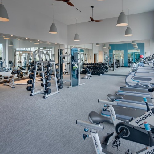 a gym with exercise equipment